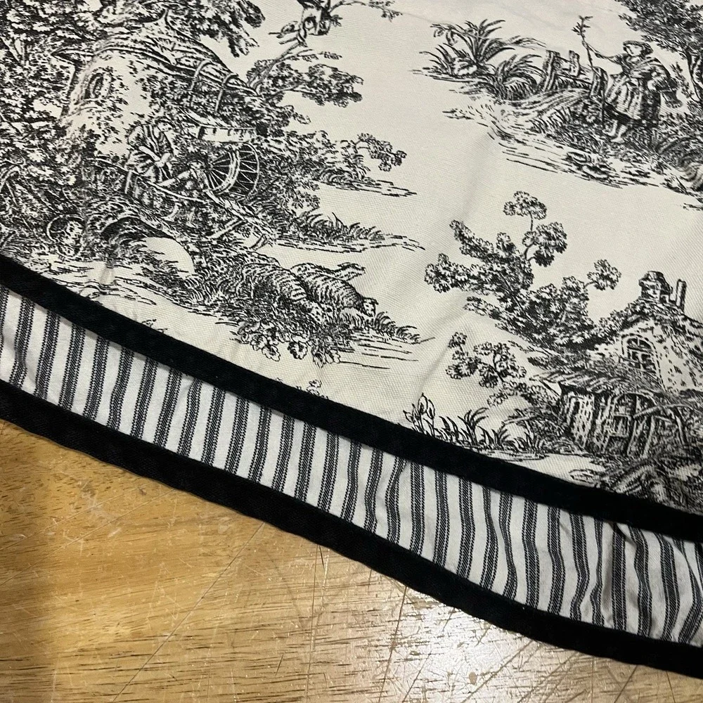 Waverly Garden Room‎ Double Layer Ascot Valance Wellington Toile Black 58x19